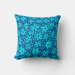 Blume Design - Cyan on Deep Navy Kissen