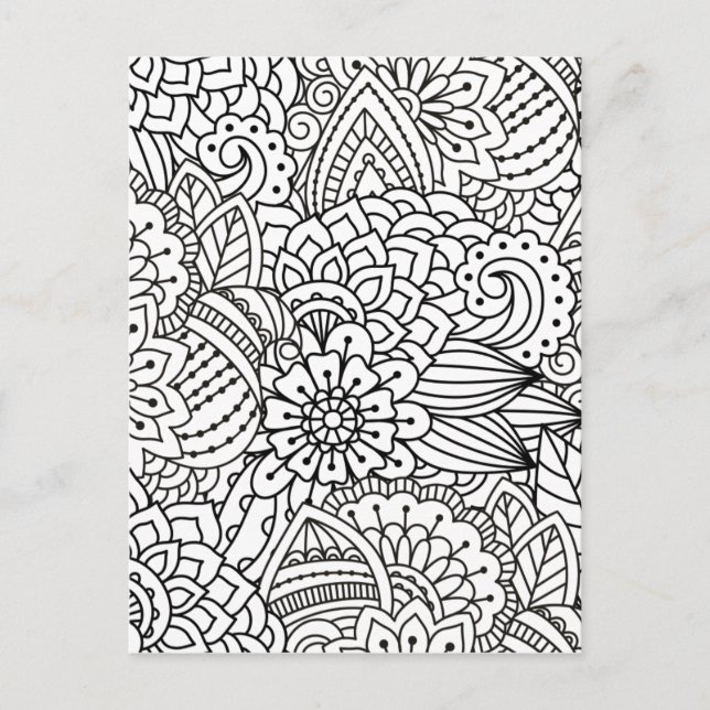Blume Design Doodle Postkarte (Vorderseite)