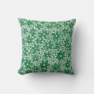 Blume Design - Forest Green auf Weiß Kissen