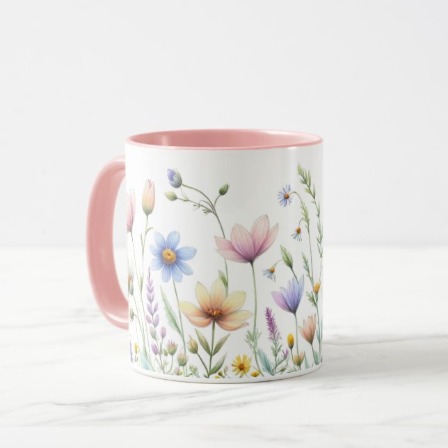 Blume-Design-Kaffee für Wasserfarben Tasse (Vorderseite Links)