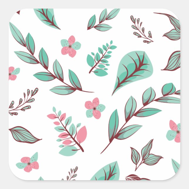 Blume Design Serie 2 Quadratischer Aufkleber (Vorderseite)