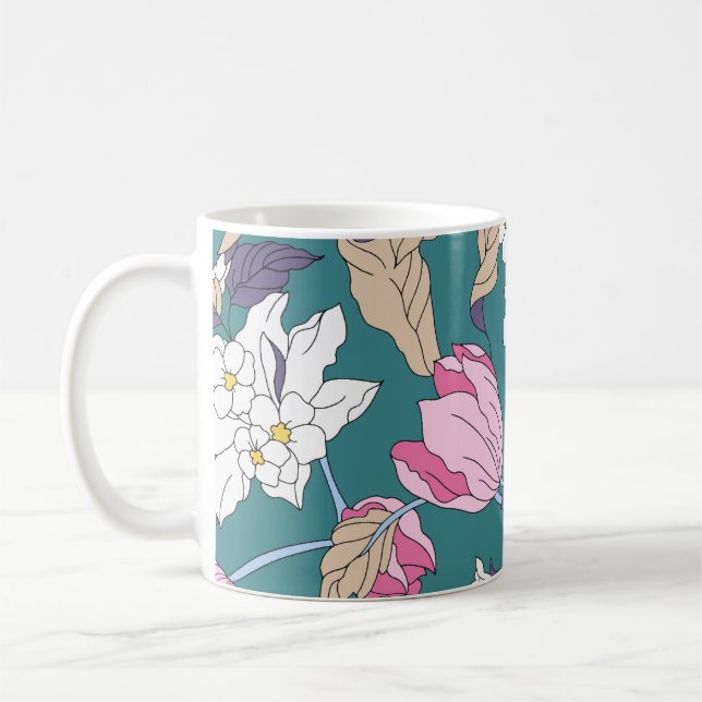 Blume Design Textil Illustration, Muster, Rückseit Kaffeetasse (Links)