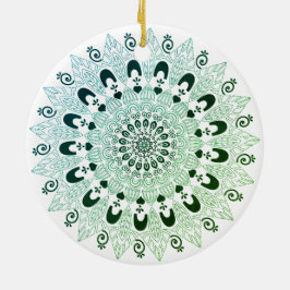 Blume-Design von grün und weiß Mandala Keramik Ornament
