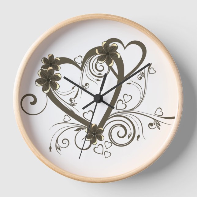 Blume Design Wandschloss, 10" Rundholzrahmen Uhr (Vorderseite)