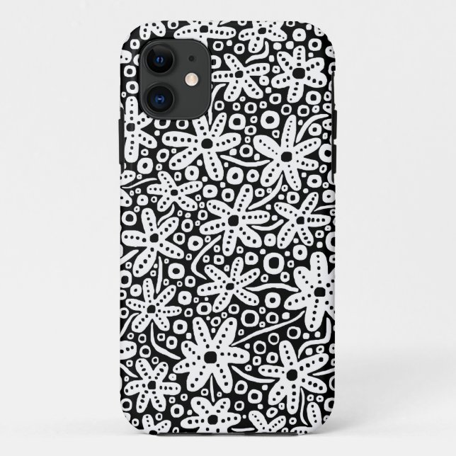 Blume Design - Weiß auf Black.pdf Case-Mate iPhone Hülle (Rückseite)