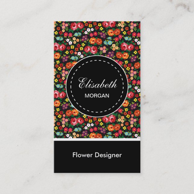 Blume Designer Farbiges Blumenmuster Visitenkarte (Vorderseite)