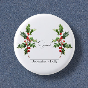 Blume Dezember Holly Button