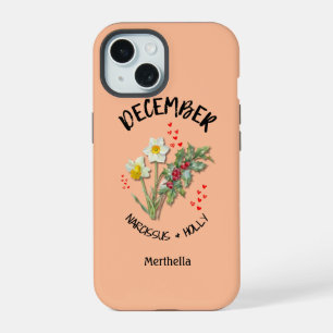 Blume DEZEMBER Individuelle Name PEACH iPhone 15 Hülle
