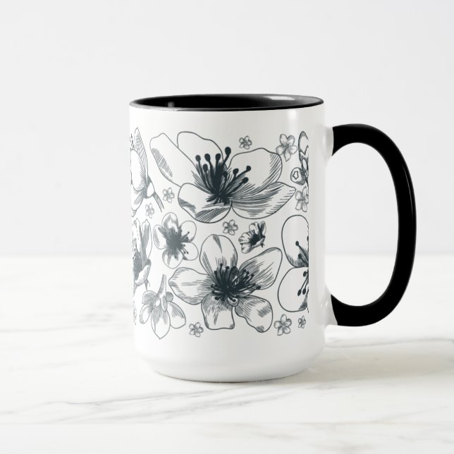 Blume, die auf Wecker-Tasse zeichnet Tasse (Rechts)
