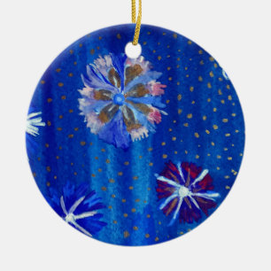 Blume, die eine blaue Circle Ornament Zeichnend