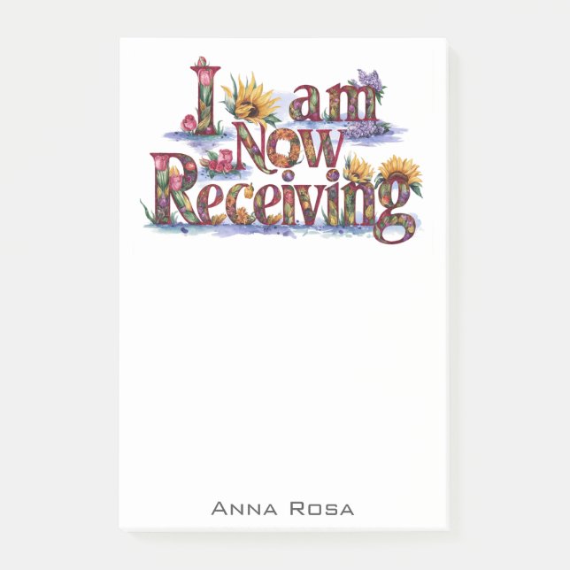 *~* Blume, DIE ICH JETZT ERHALTE AP85 Manifesting  Post-it Klebezettel (Vorderseite)