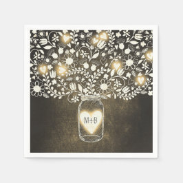 Blume, die in Glas-Gelb-Hochzeitszettel Serviette