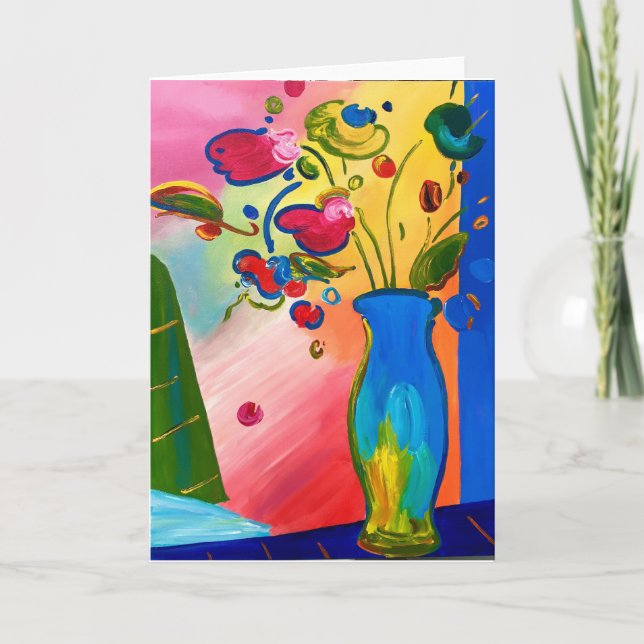 Blume, die von Peter Max Grußkarte inspiriert wurd Karte (Vorderseite)