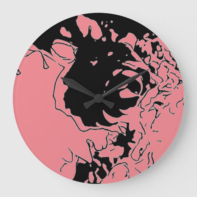 Blume Doodle Große Wanduhr (Vorderseite)