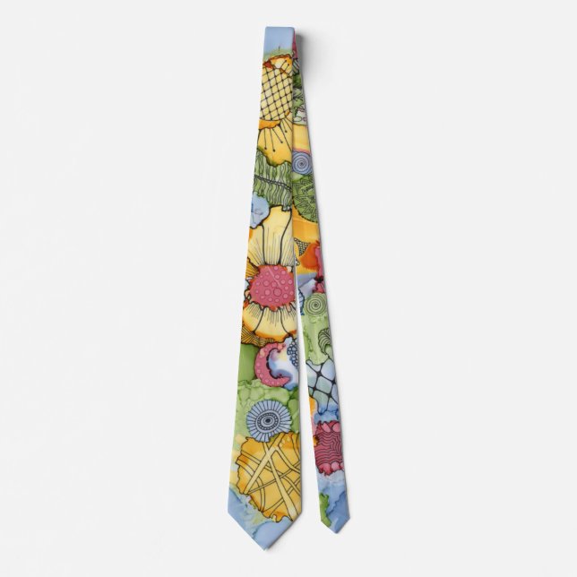 Blume Doodle Neck Tie Krawatte (Vorderseite)