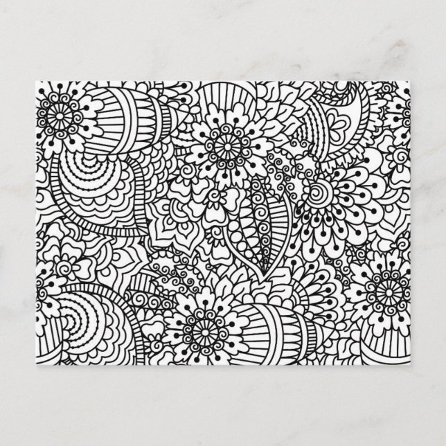 Blume Doodle Postkarte (Vorderseite)