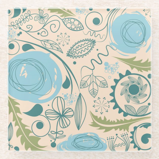 Blume Doodles Glasuntersetzer (Vorderseite)