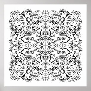 Blume Doodles - Ihr Farbplakat Poster