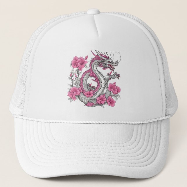 Blume Dragon Trucker Hat Truckerkappe (Vorderseite)
