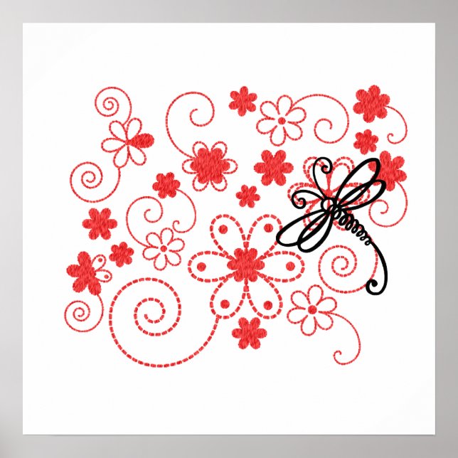 Blume Dragonfly Art Poster (Vorne)