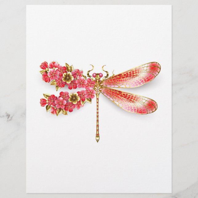 Blume Dragonfly mit Schmucksakura Briefbogen (Vorderseite)