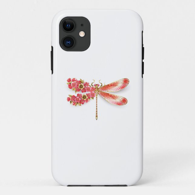 Blume Dragonfly mit Schmucksakura Case-Mate iPhone Hülle (Rückseite)