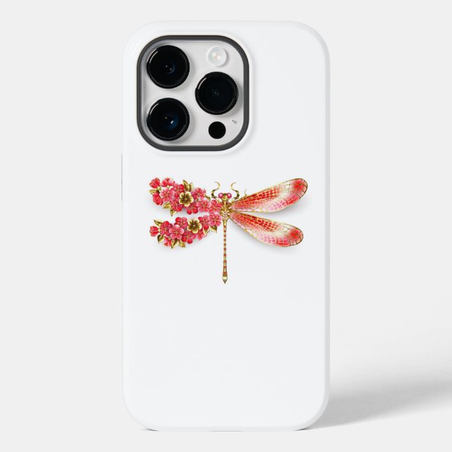 Blume Dragonfly mit Schmucksakura Case-Mate iPhone Hülle (Rückseite)