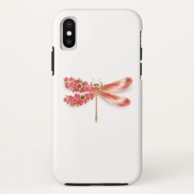 Blume Dragonfly mit Schmucksakura Case-Mate iPhone Hülle (Rückseite)