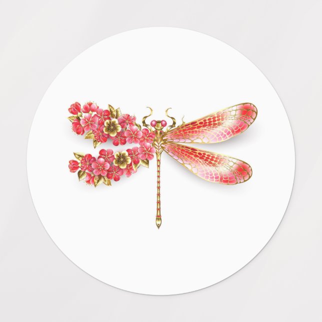 Blume Dragonfly mit Schmucksakura Etiketten (Design 1)