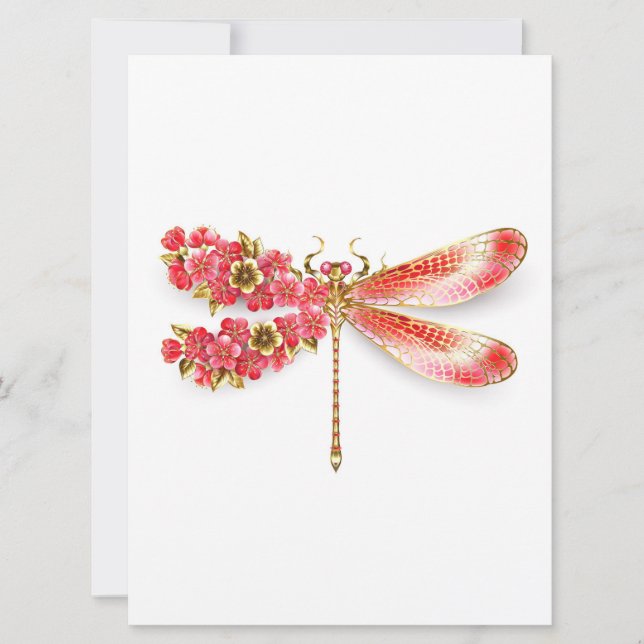 Blume Dragonfly mit Schmucksakura Feiertagskarte (Vorderseite)