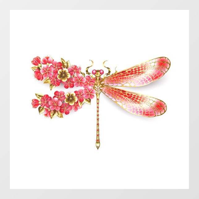 Blume Dragonfly mit Schmucksakura Fensteraufkleber (Blatt)