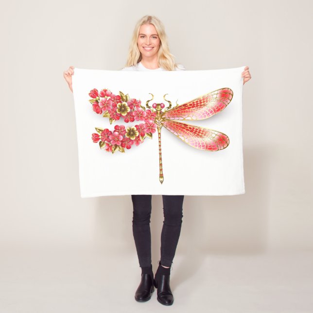 Blume Dragonfly mit Schmucksakura Fleecedecke (Beispiel)