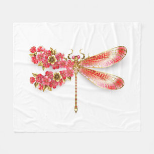 Blume Dragonfly mit Schmucksakura Fleecedecke