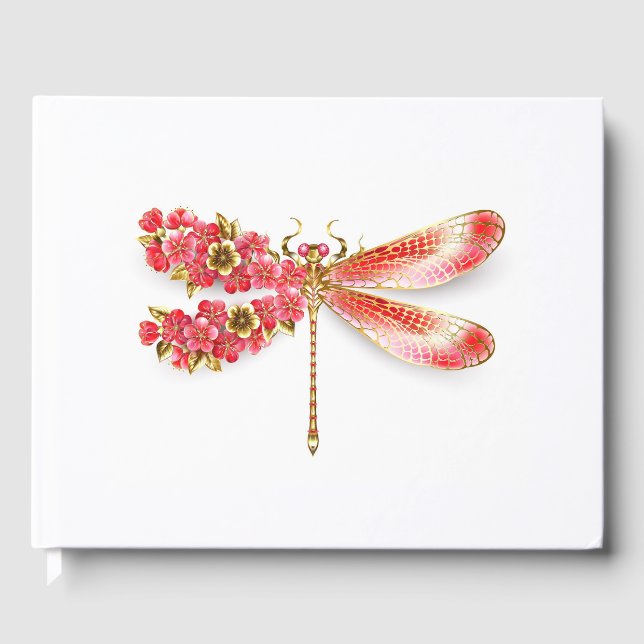 Blume Dragonfly mit Schmucksakura Gästebuch (Vorderseite)