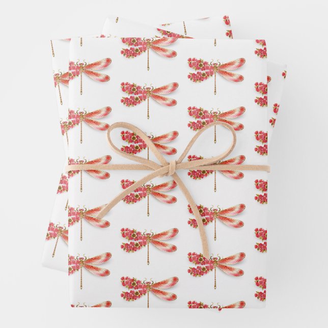 Blume Dragonfly mit Schmucksakura Geschenkpapier Set (Beispiel)