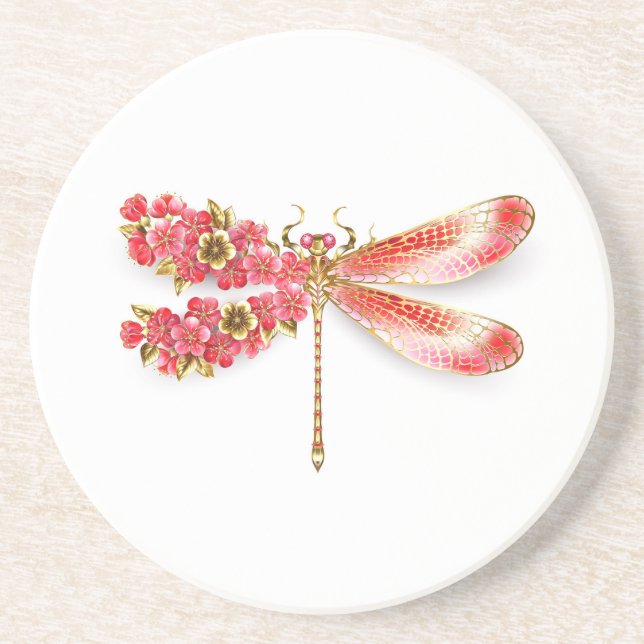 Blume Dragonfly mit Schmucksakura Getränkeuntersetzer (Vorne)