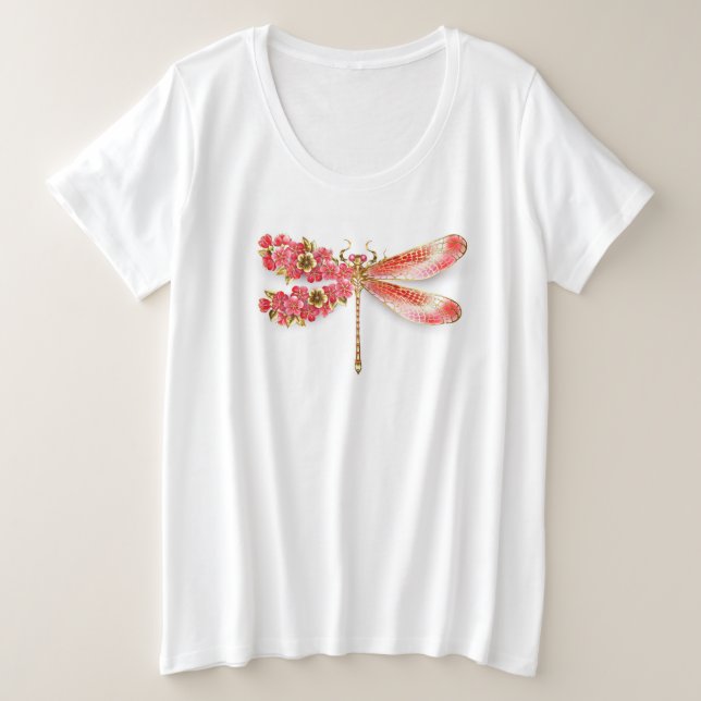 Blume Dragonfly mit Schmucksakura Große Größe T-Shirt (Design vorne)