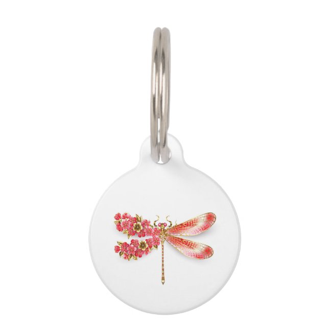 Blume Dragonfly mit Schmucksakura Haustiermarke (Vorderseite)