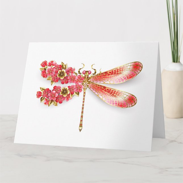 Blume Dragonfly mit Schmucksakura Karte (Vorderseite)