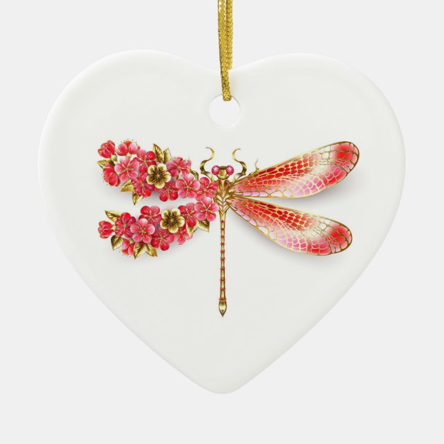 Blume Dragonfly mit Schmucksakura Keramik Ornament (Vorne)