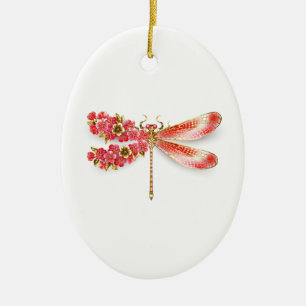 Blume Dragonfly mit Schmucksakura Keramik Ornament