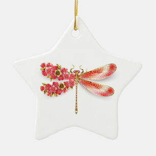 Blume Dragonfly mit Schmucksakura Keramik Ornament
