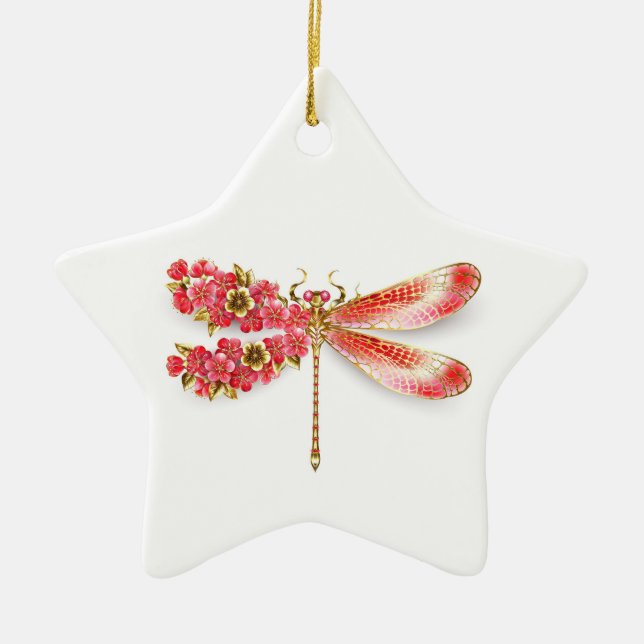 Blume Dragonfly mit Schmucksakura Keramik Ornament (Vorne)