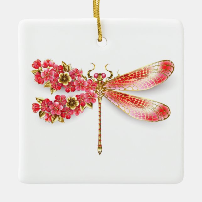 Blume Dragonfly mit Schmucksakura Keramikornament (Vorderseite)