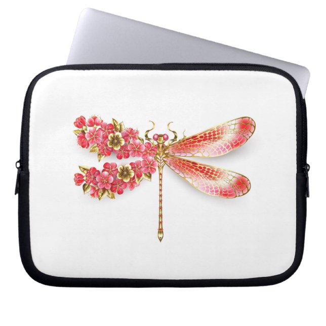 Blume Dragonfly mit Schmucksakura Laptopschutzhülle (Vorderseite)
