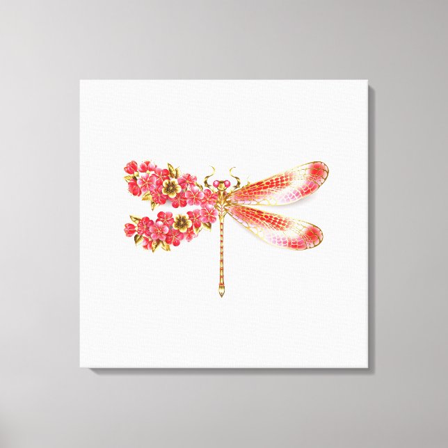 Blume Dragonfly mit Schmucksakura Leinwanddruck (Vorderseite)