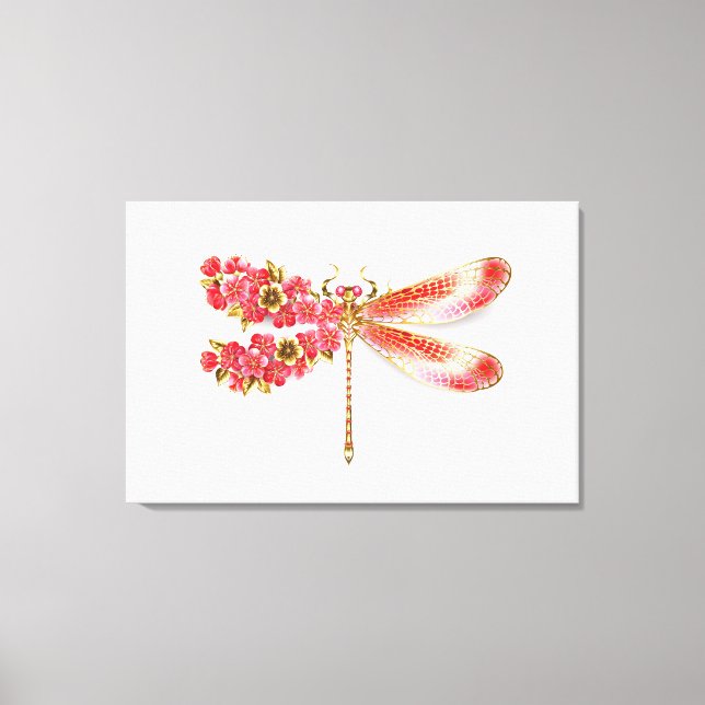 Blume Dragonfly mit Schmucksakura Leinwanddruck (Vorderseite)