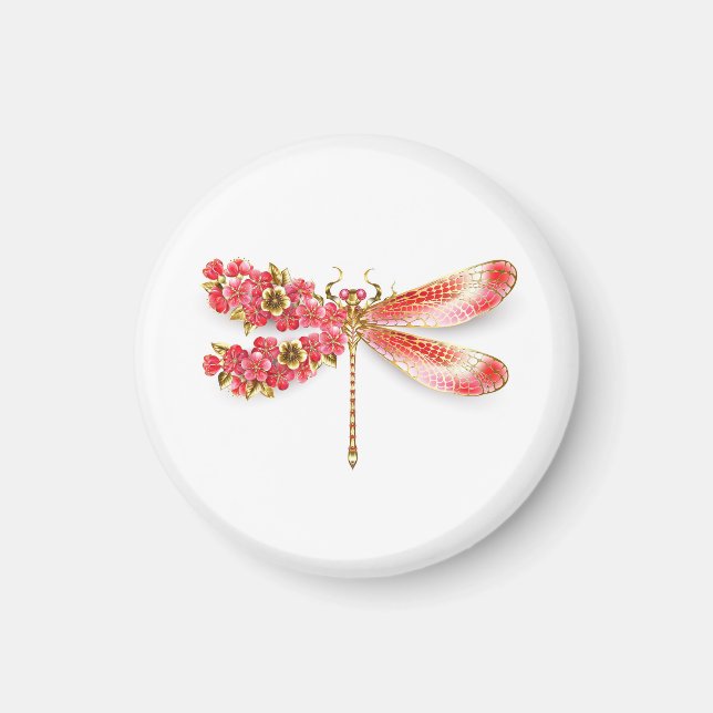 Blume Dragonfly mit Schmucksakura Magnet (Vorne)