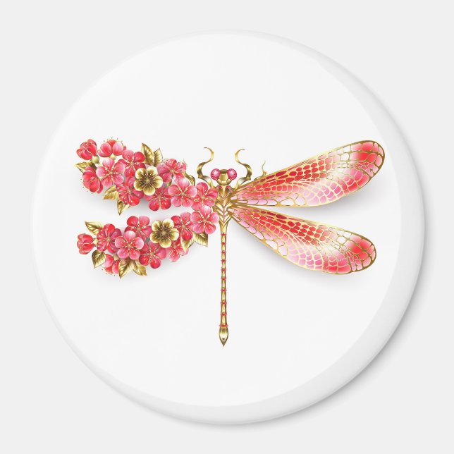 Blume Dragonfly mit Schmucksakura Magnet (Vorne)