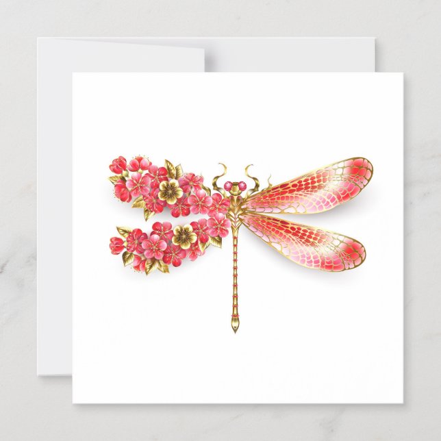 Blume Dragonfly mit Schmucksakura Magneteinladung (Vorderseite)